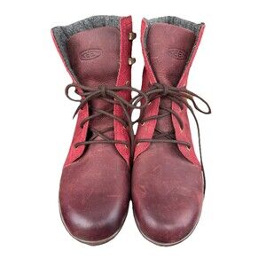 Keen Wedge Lace Up Booties Leather Ankle Boots Shoes Womens Size 7